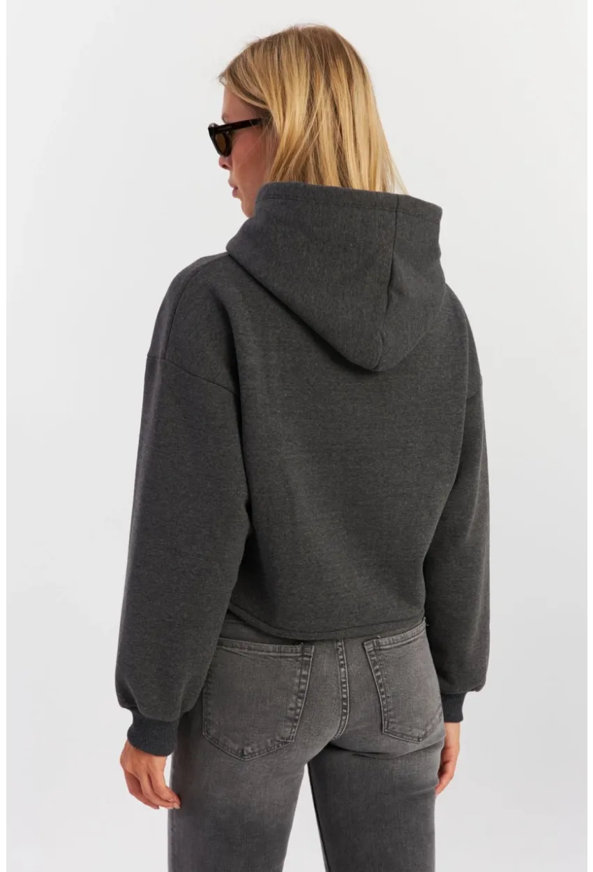 Kadın Antrasit Nervüllü Üç İplik Sweatshirt TF13