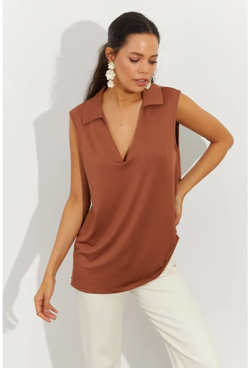 Kadın Badem Polo Yaka Bluz LPP1219