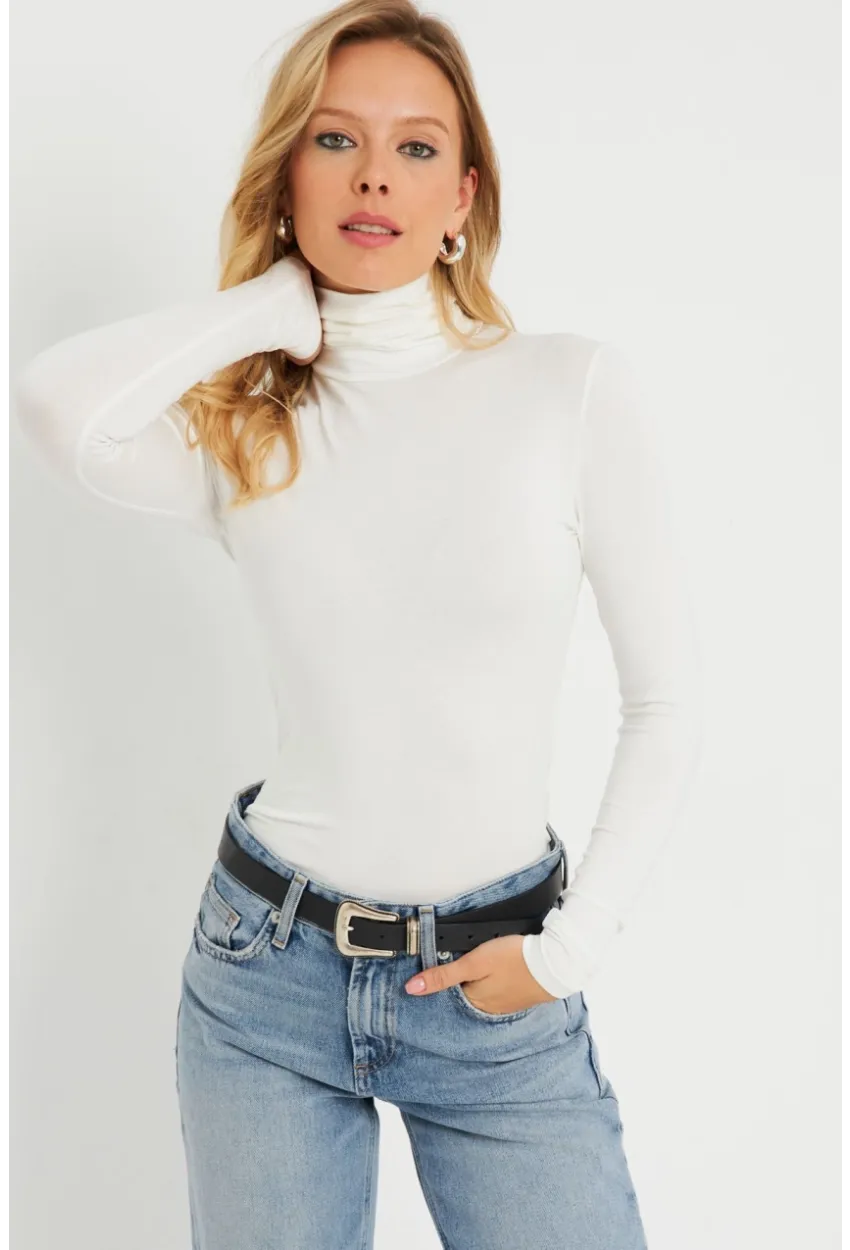 Kadın Balıkçı Bluz Beyaz AYD290