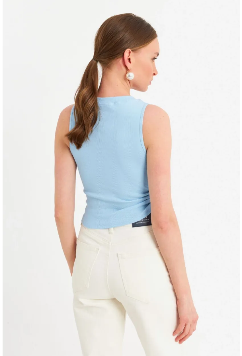 Kadın Bebe Mavi Yanı Büzülebilir Basic Bluz RSP329