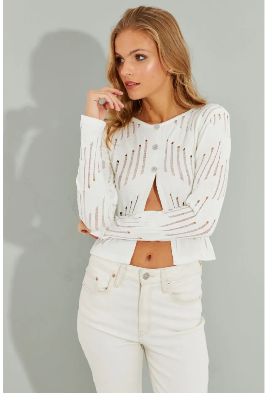 Kadın Beyaz Ajurlu Kısa Hırka SF2511