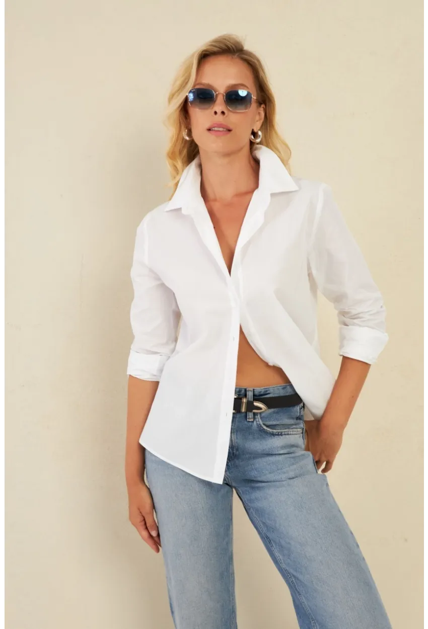 Kadın Beyaz Basic Gömlek ZER411