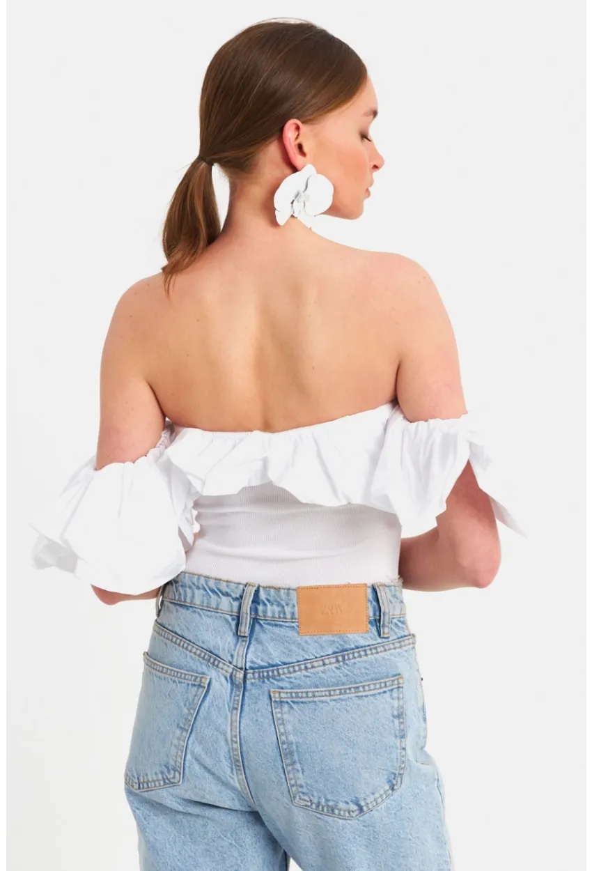 Kadın Beyaz Çıtçıtlı Straplez Body TPG07