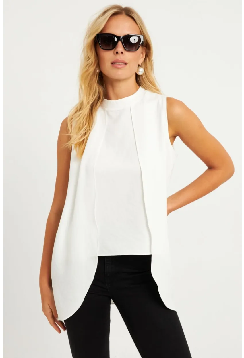 Kadın Beyaz Dokuma Bluz ZER406