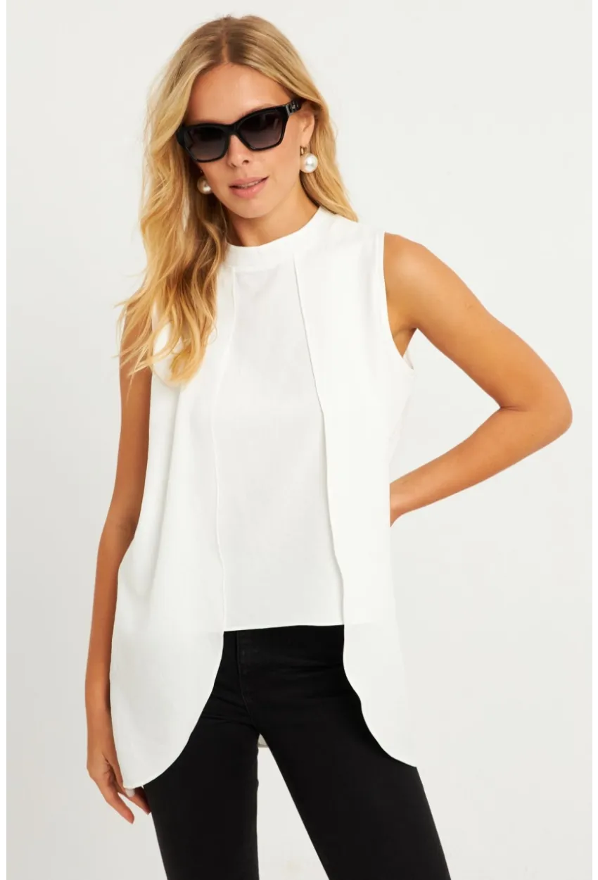 Kadın Beyaz Dokuma Bluz ZER406