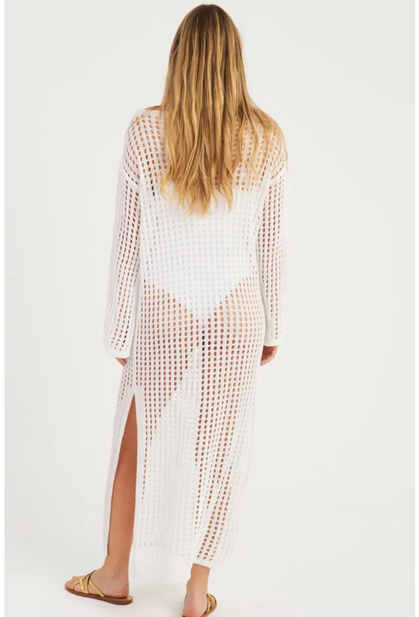 Kadın Beyaz File Kaftan SMT550