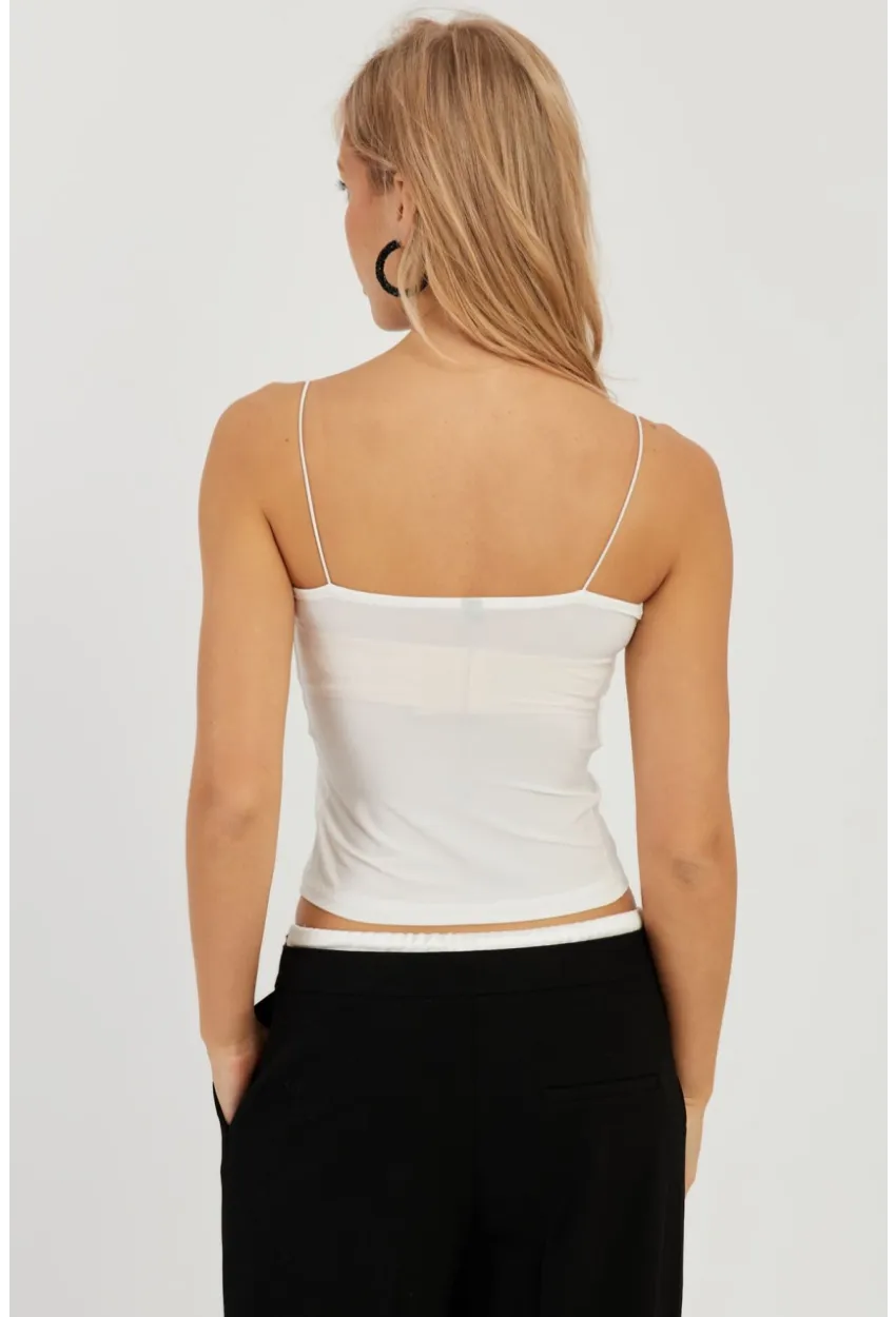 Kadın Beyaz İp Askılı Bluz GÇ154