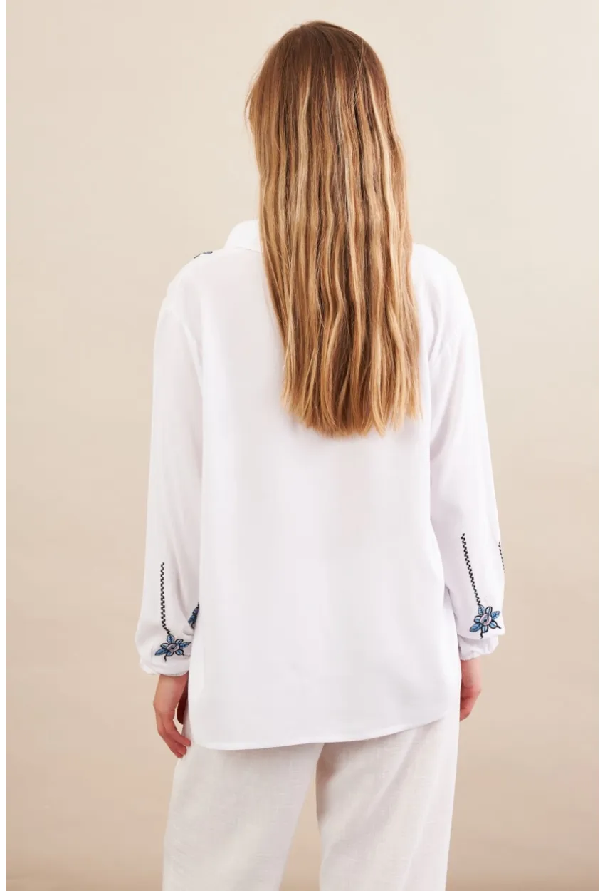 Kadın Beyaz Nakışlı Bluz MPC1345
