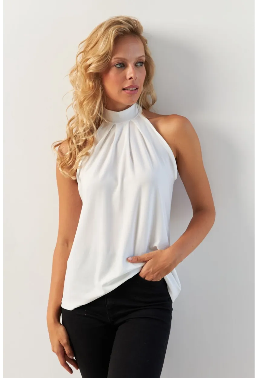 Kadın Beyaz Sırtı Damla Yılbaşı Bluz LPP5043