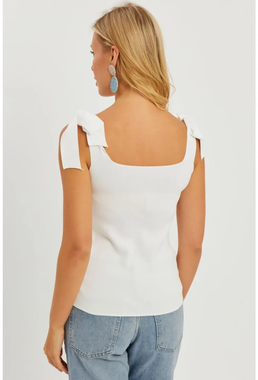 Kadın Beyaz Triko Bluz YV236