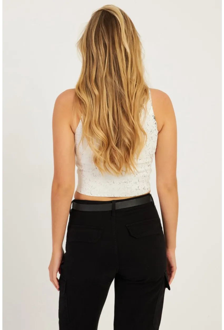 Kadın Beyaz Varaklı Bluz KZ2509