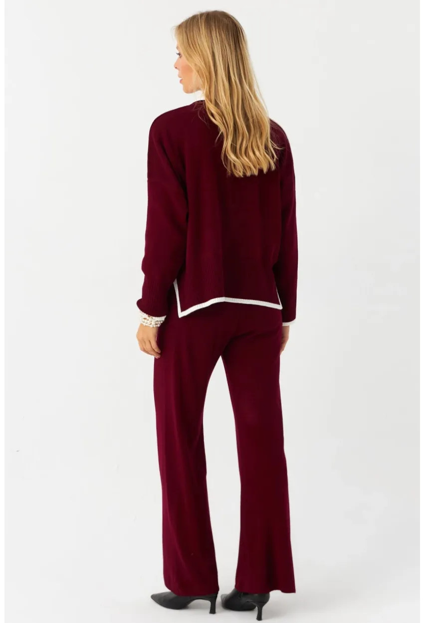 Kadın Bordo Alt Üst Triko Takım  MYİL12