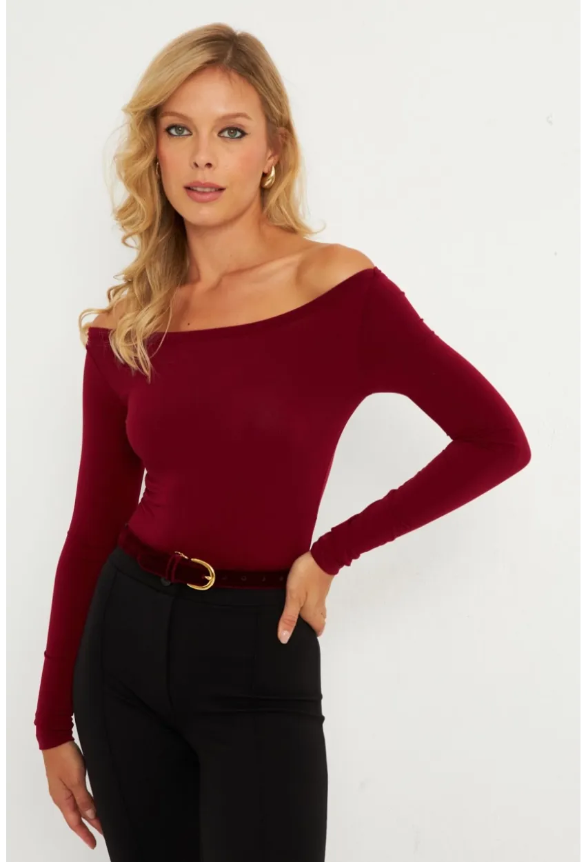 Kadın Bordo Bluz HOR13
