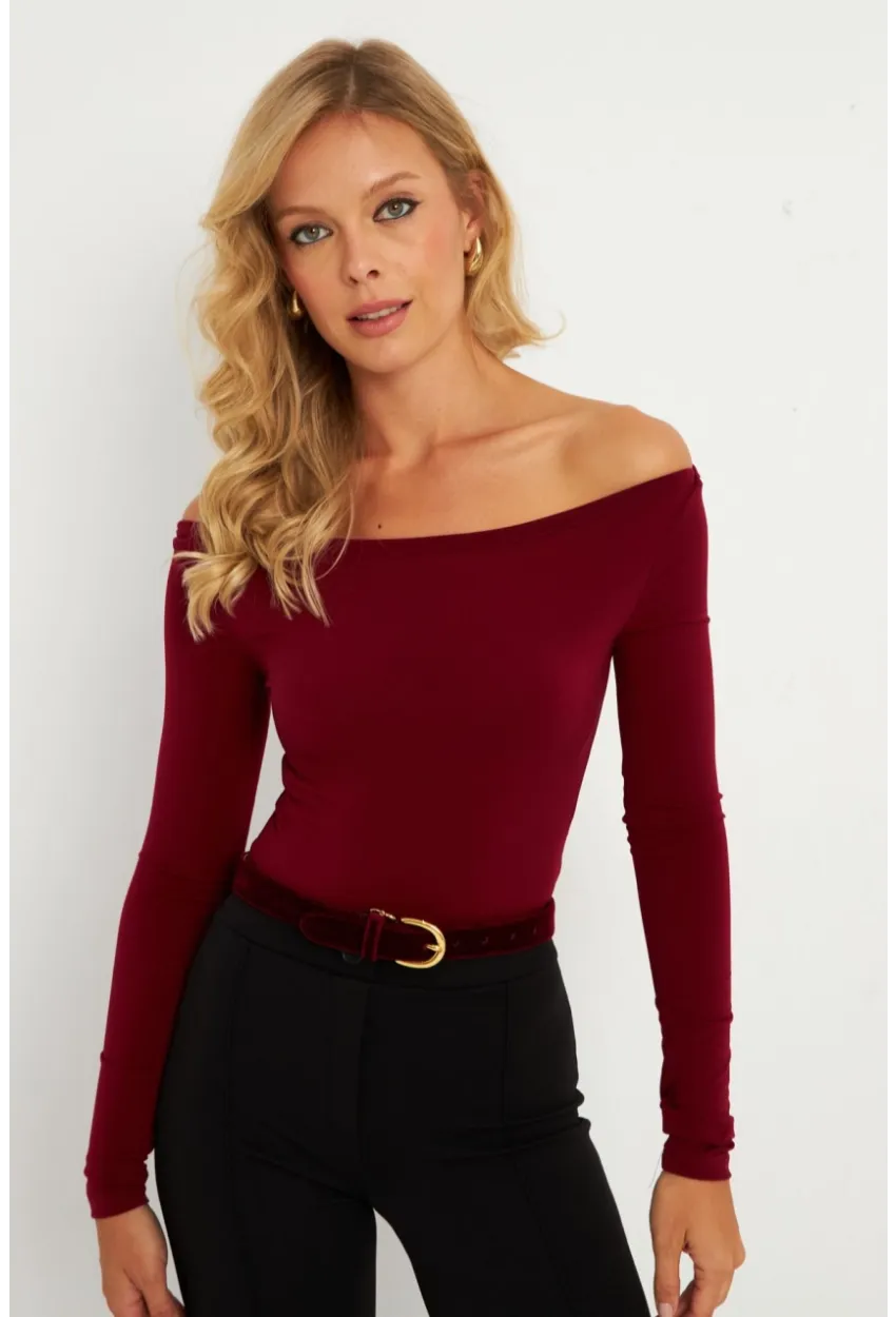Kadın Bordo Bluz HOR13