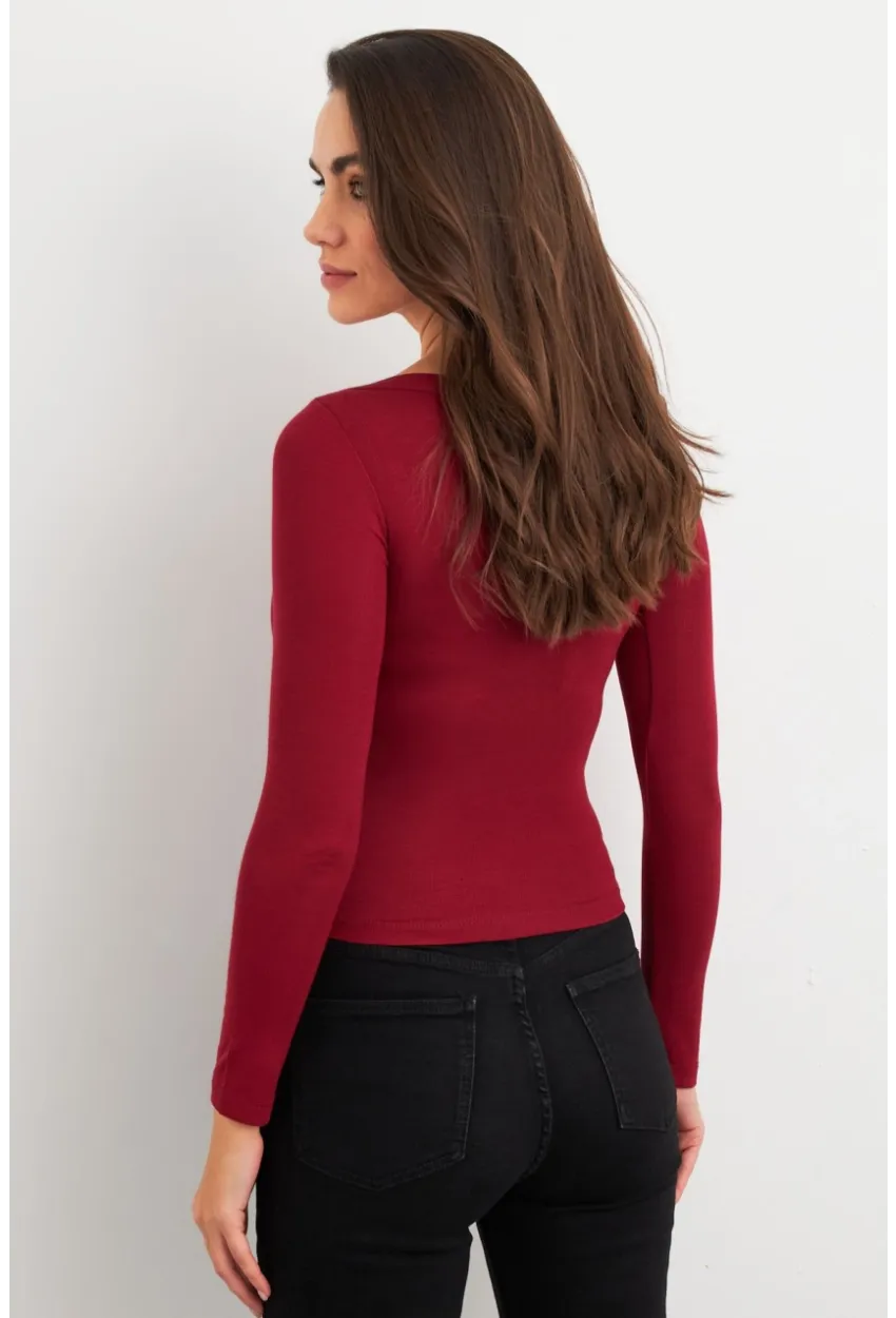 Kadın Bordo Bluz MX9390