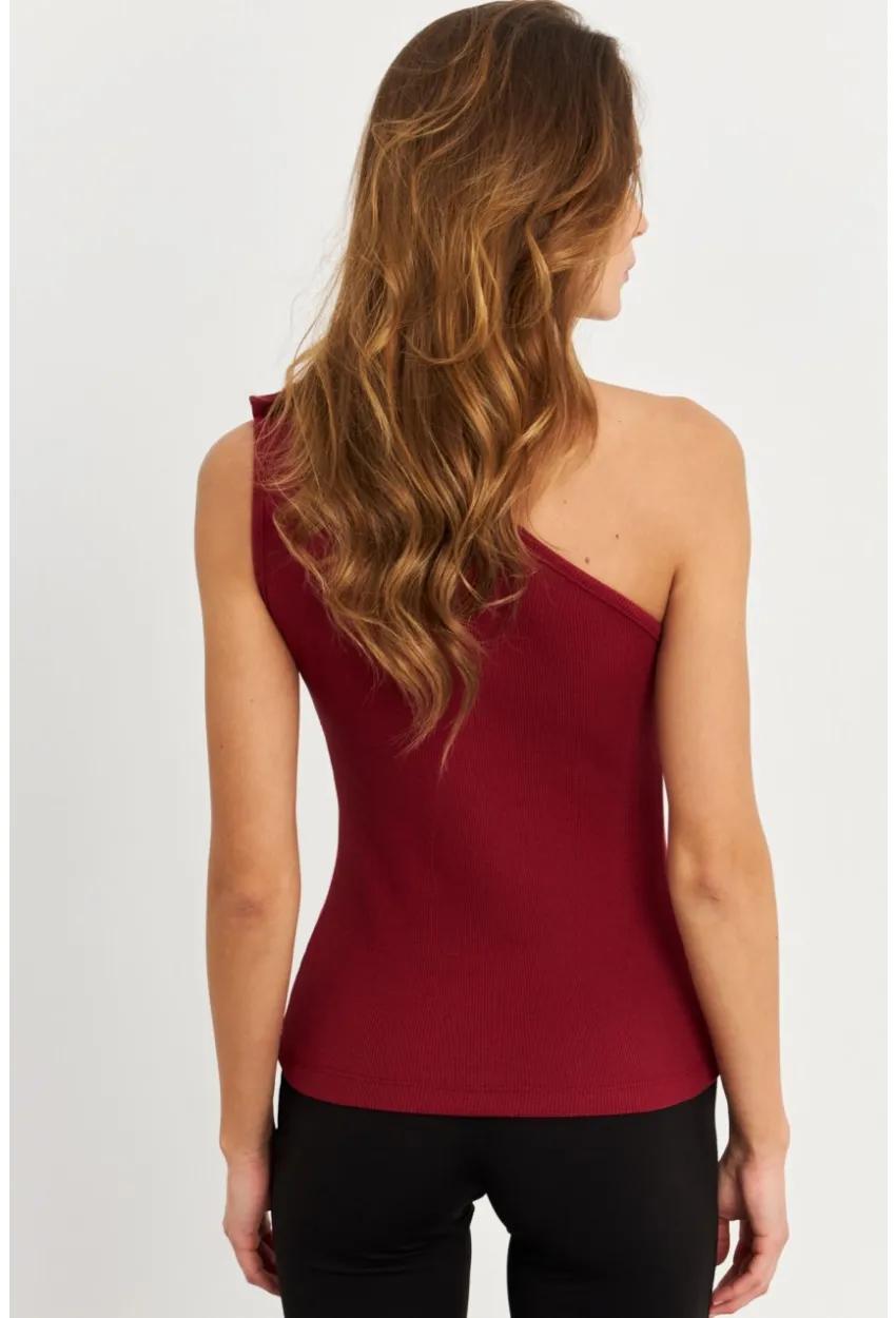 Kadın Bordo Düğme Detaylı Kaşkorse Bluz EY2711