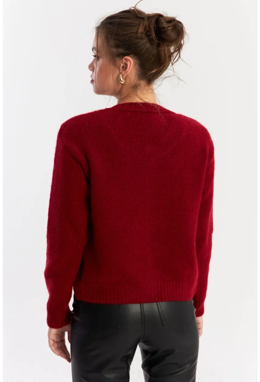 Kadın Bordo Hırka YV285