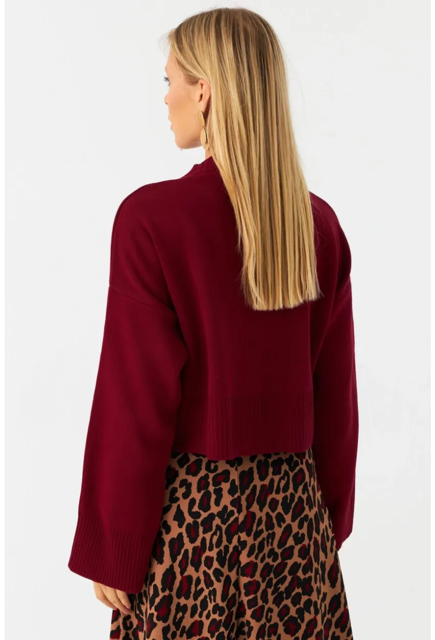 Kadın Bordo Kısa Kazak MYİL559