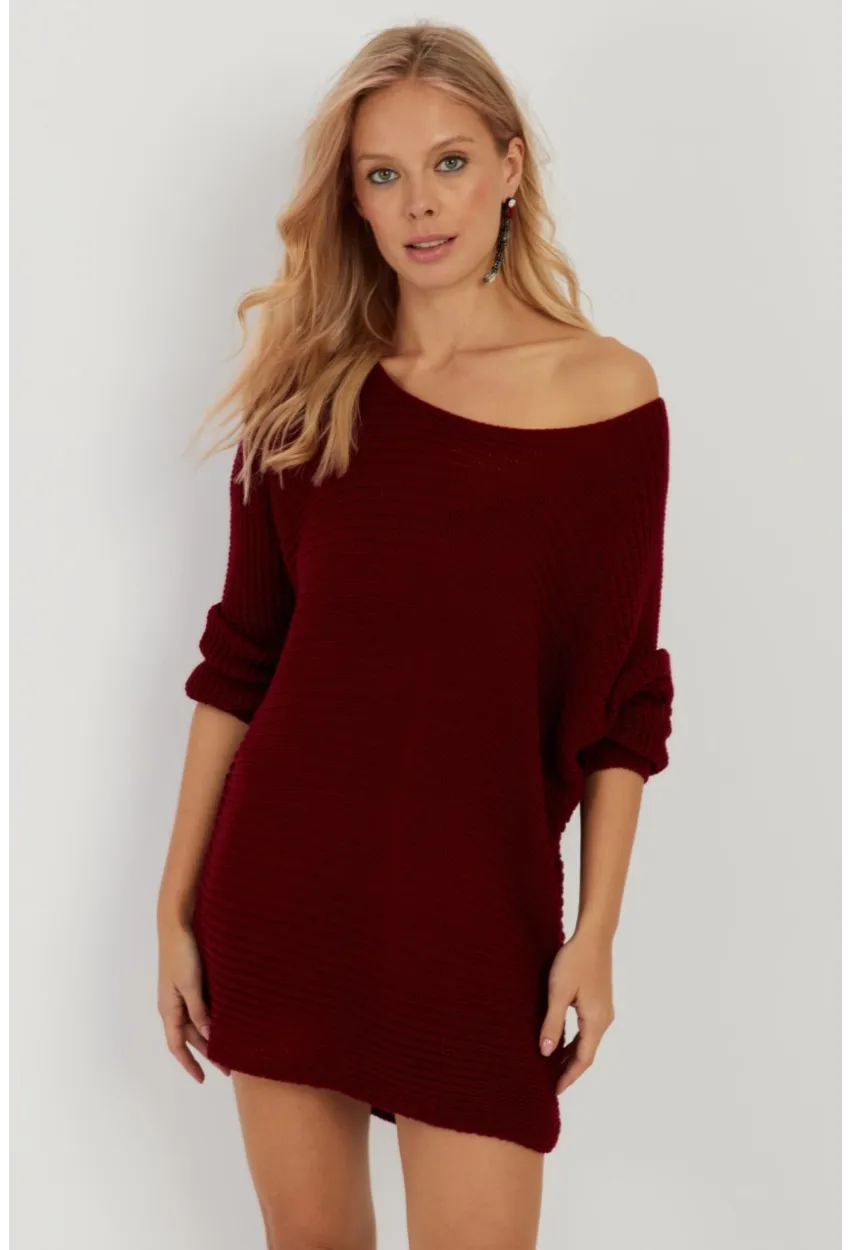 Kadın Bordo Triko Kazak SMT223