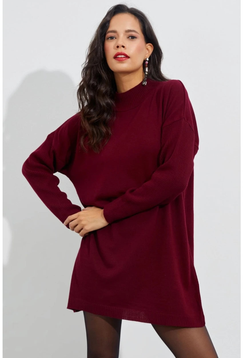 Kadın Bordo Triko Tunik YV110