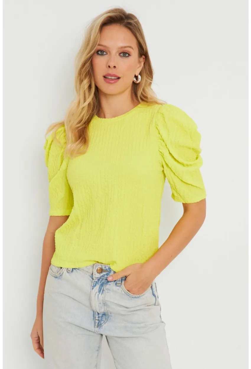 Kadın Bürümcük Bluz Neon Sarı AYD282