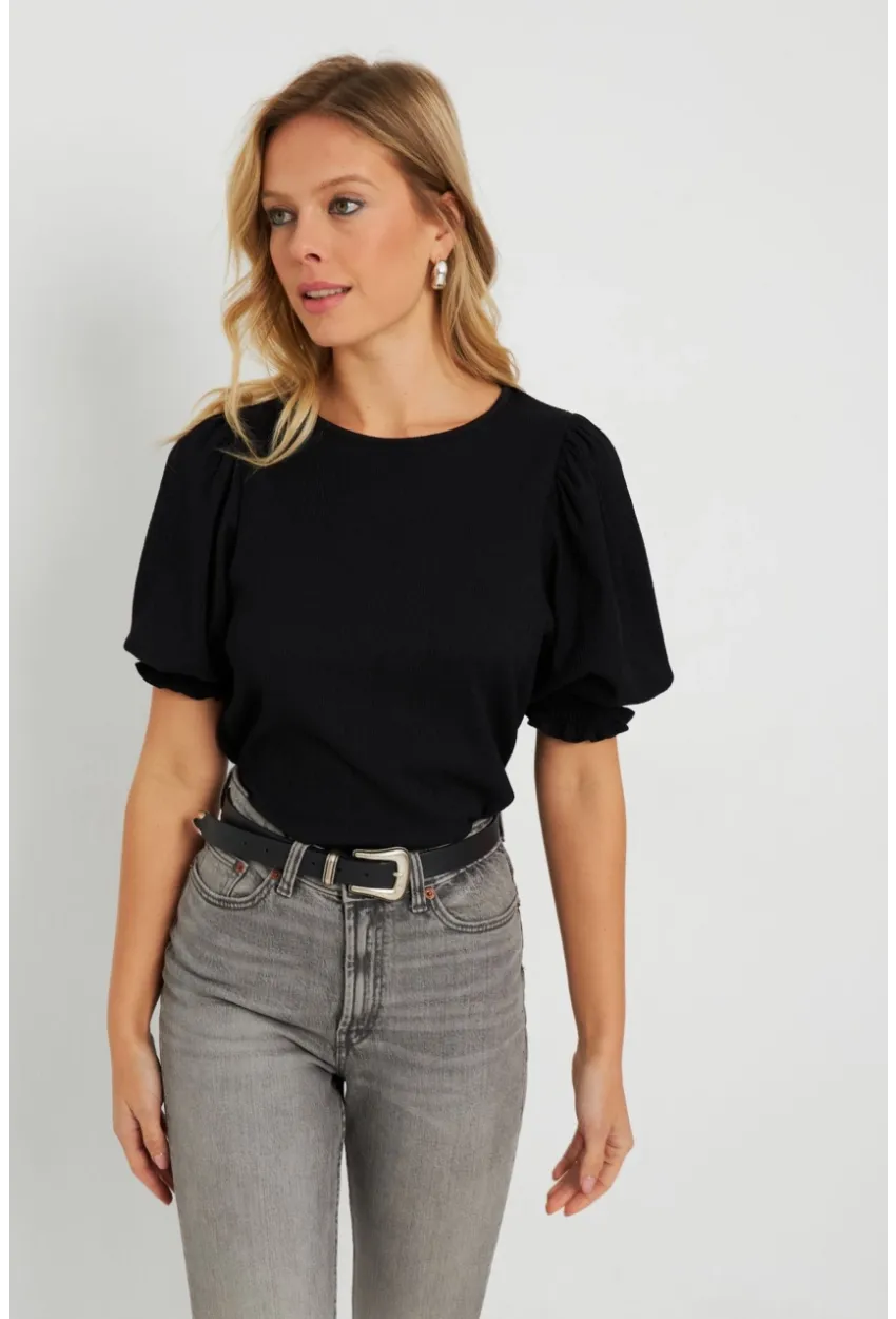 Kadın Bürümcük Bluz Siyah AYD285
