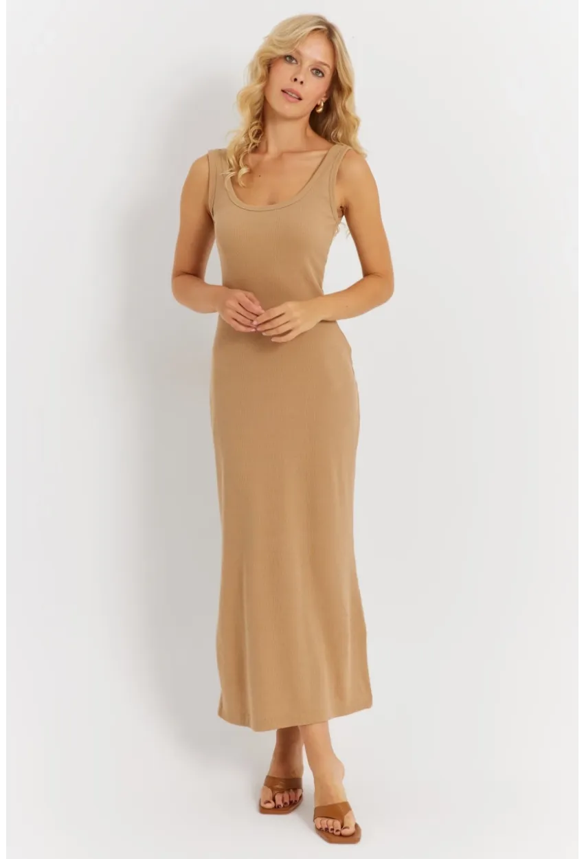 Kadın Camel Kaşkorse Midi Elbise MK26