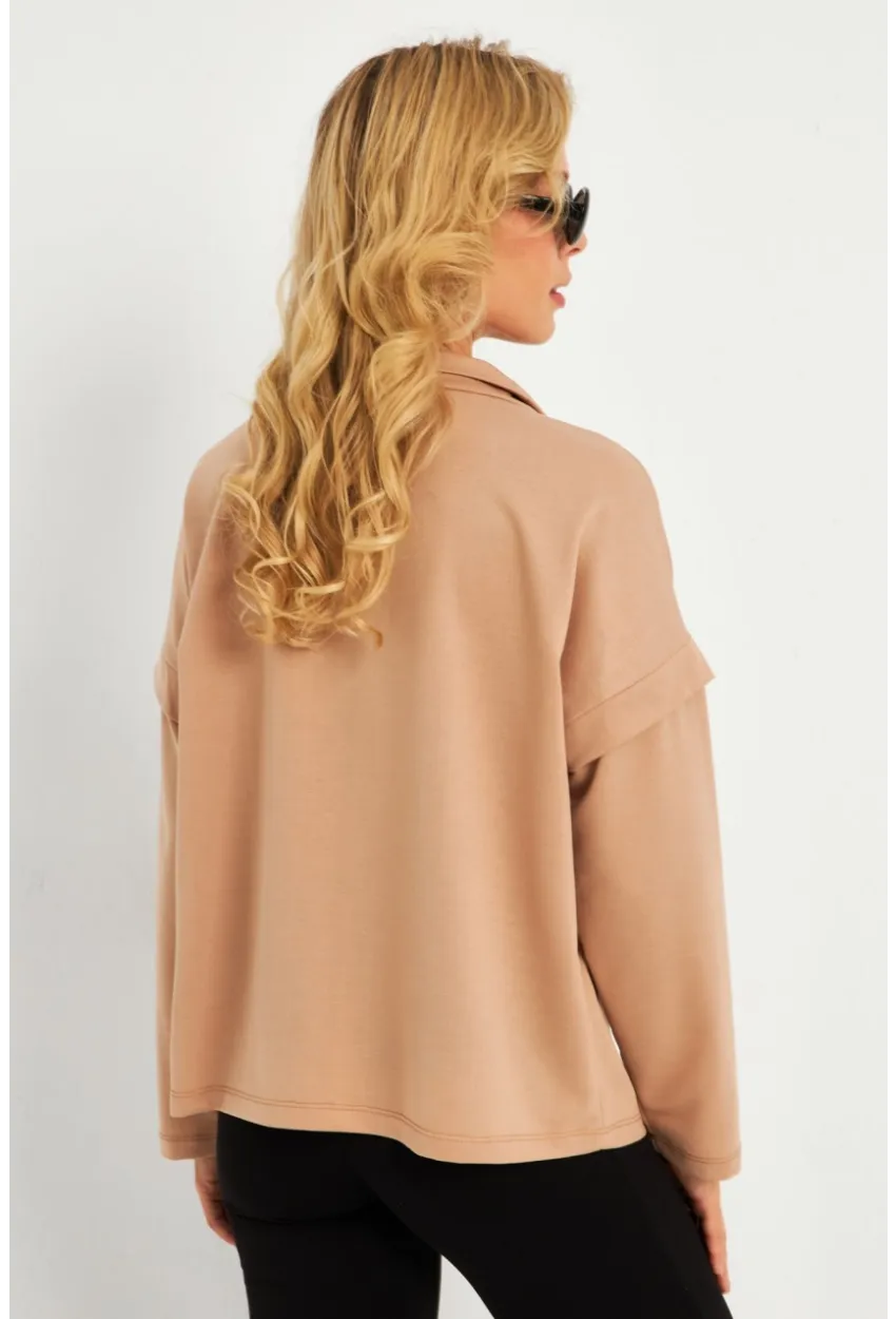 Kadın Camel Kuşgözlü Sweatshirt TF04