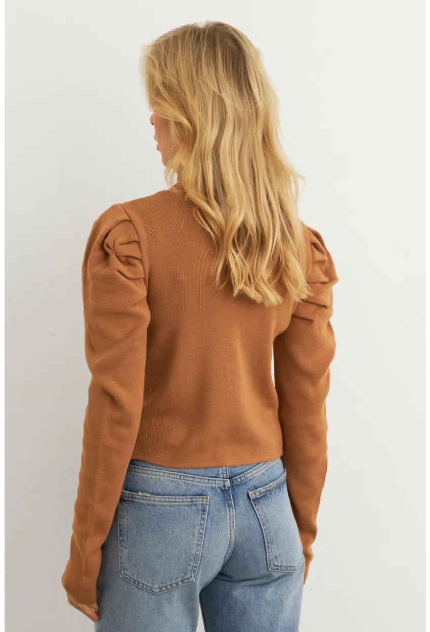 Kadın Camel Prenses Kol Balıkçı Yaka Triko Bluz MSF2555