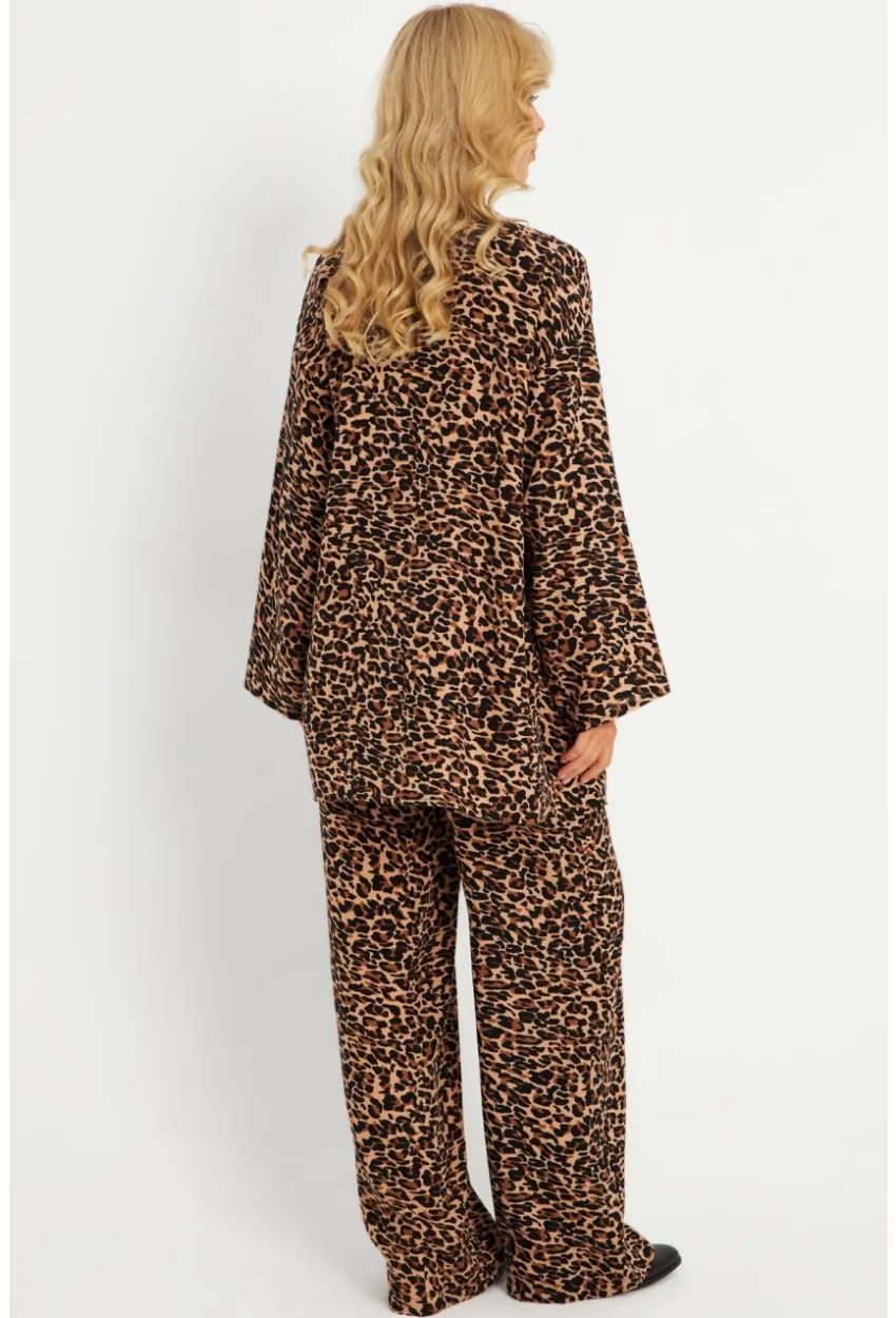 Kadın Camel-Siyah  Desenli Alt Üst Takım  GÇ168