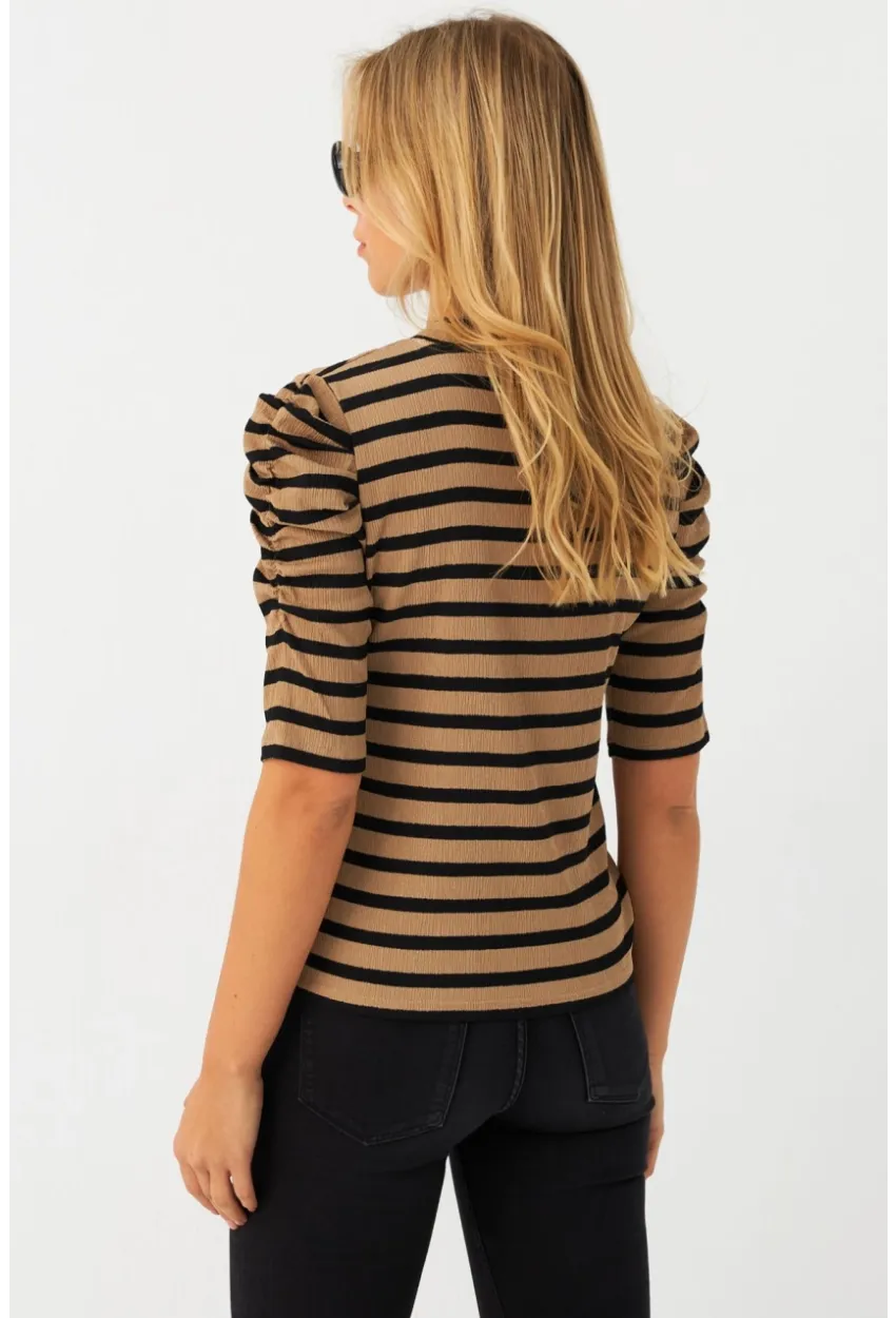 Kadın Camel-Siyah Prenses Kol Bluz MAYD12