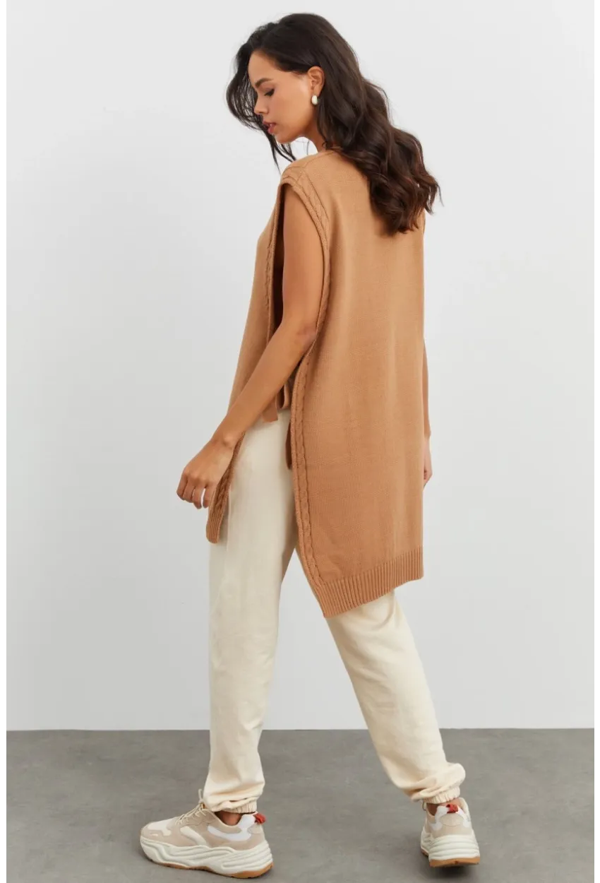 Kadın Camel Triko Süveter YV103