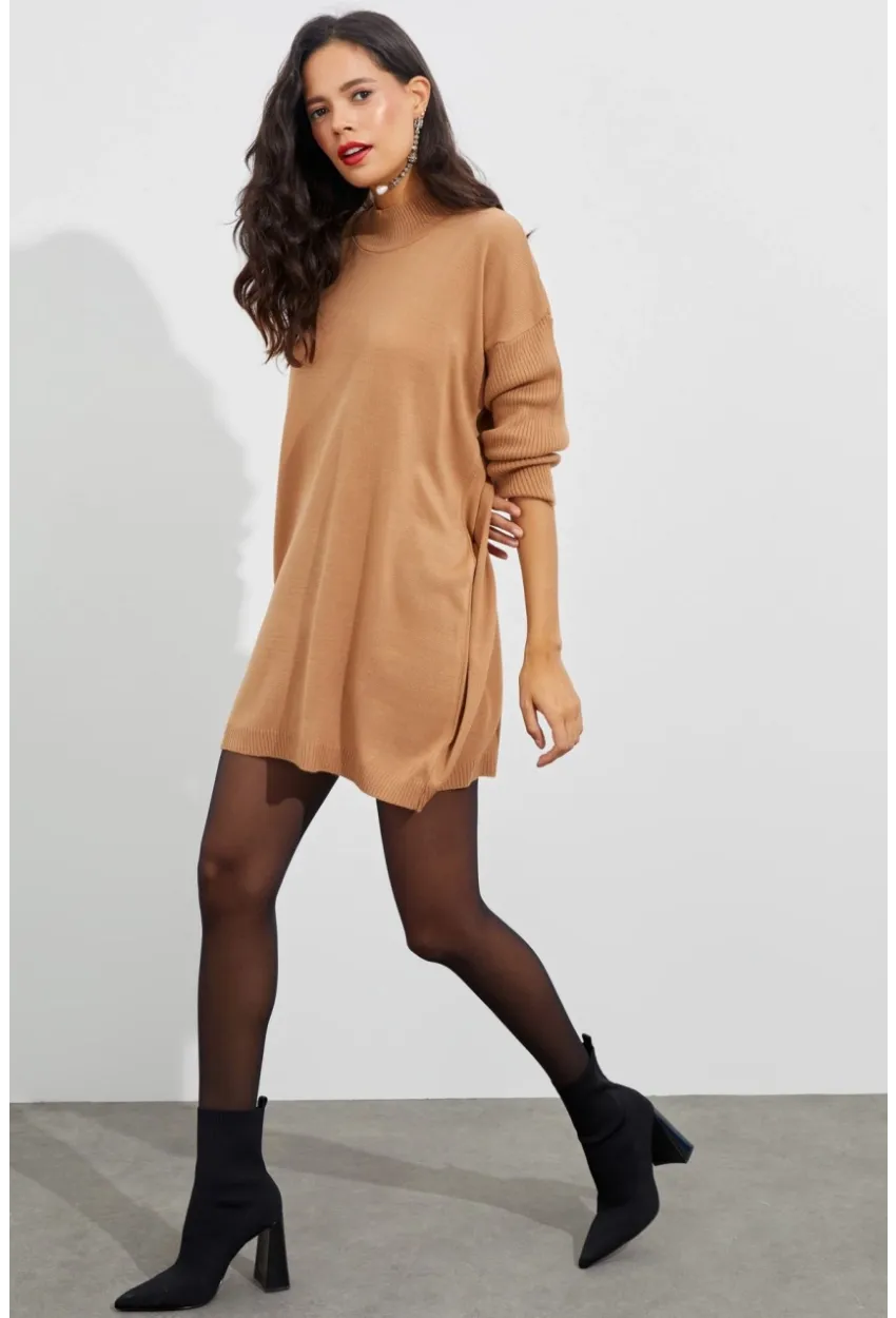 Kadın Camel Triko Tunik YV110