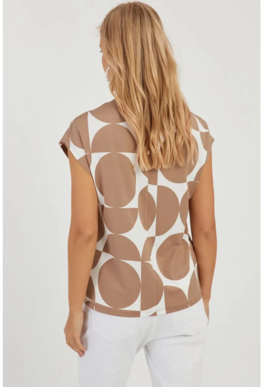 Kadın Camel V Yaka Desenli Bluz AYD293