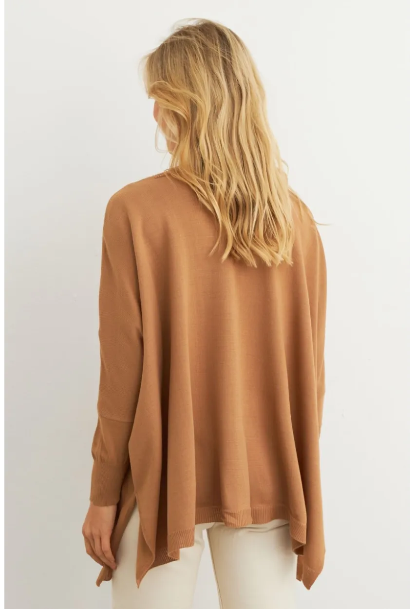 Kadın Camel V Yaka Salaş Bluz YV304
