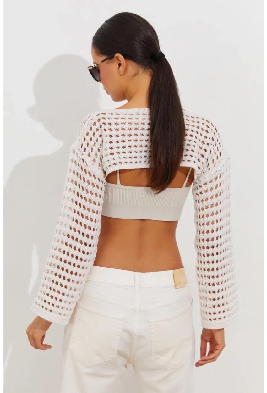Kadın Ekru Ajurlu Bolero YV115