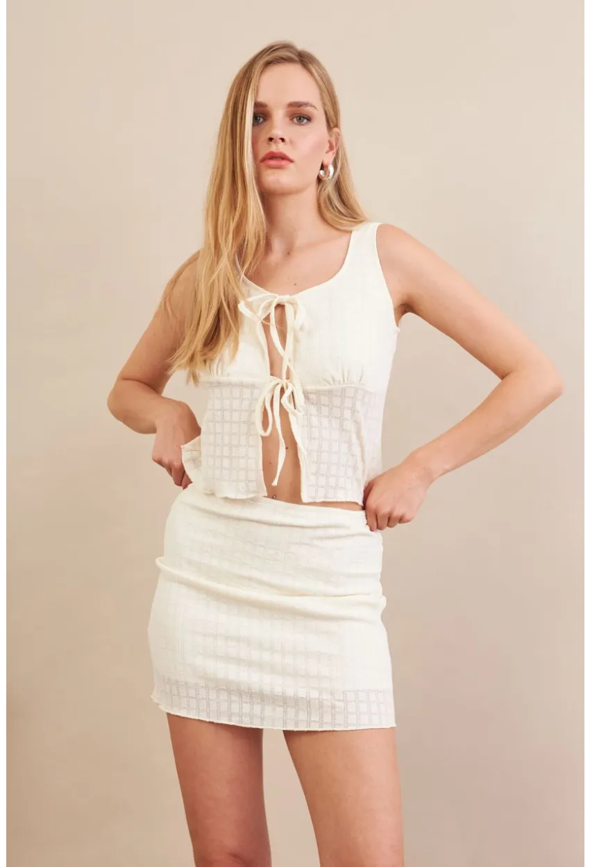 Kadın Ekru Alt Üst Etek Takım EV114