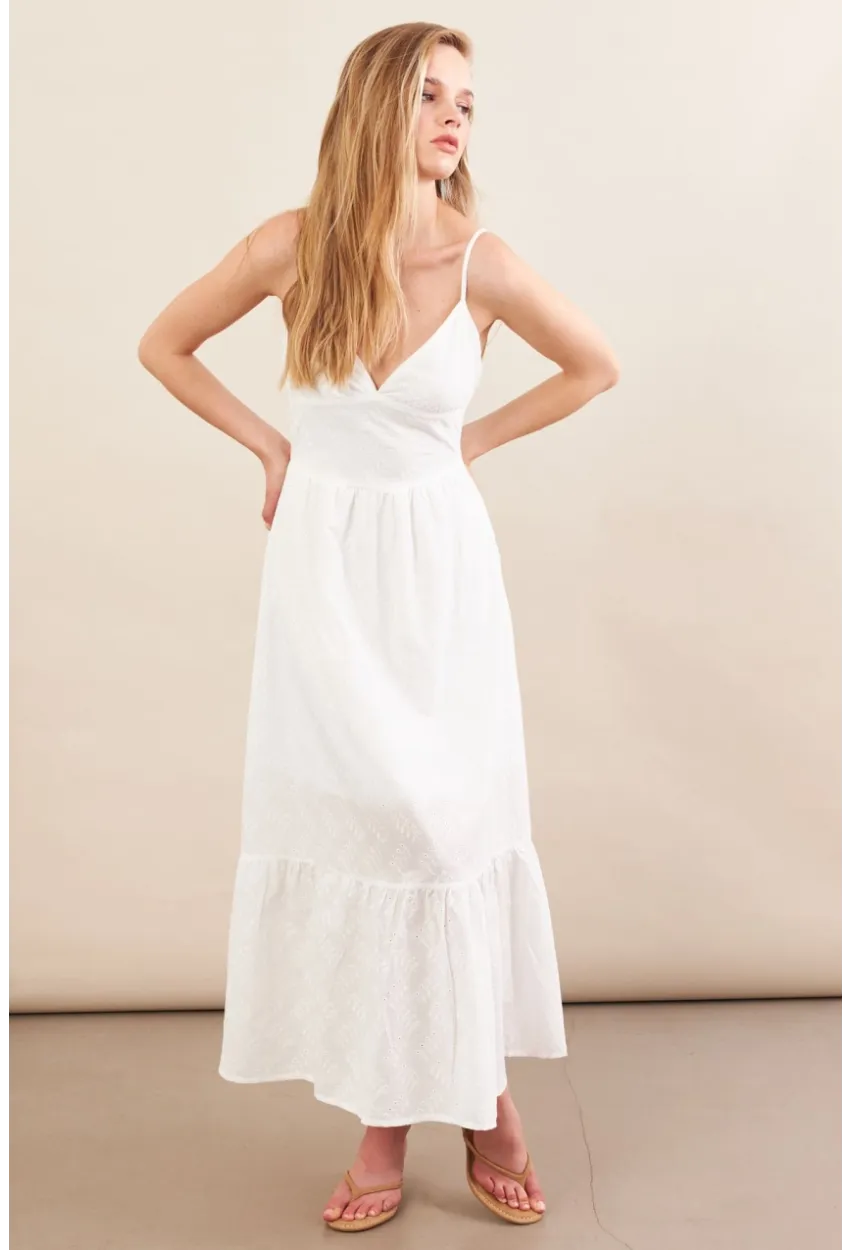 Kadın Ekru Ayarlanabilir Askılı Fistolu Midi Elbise İRE100