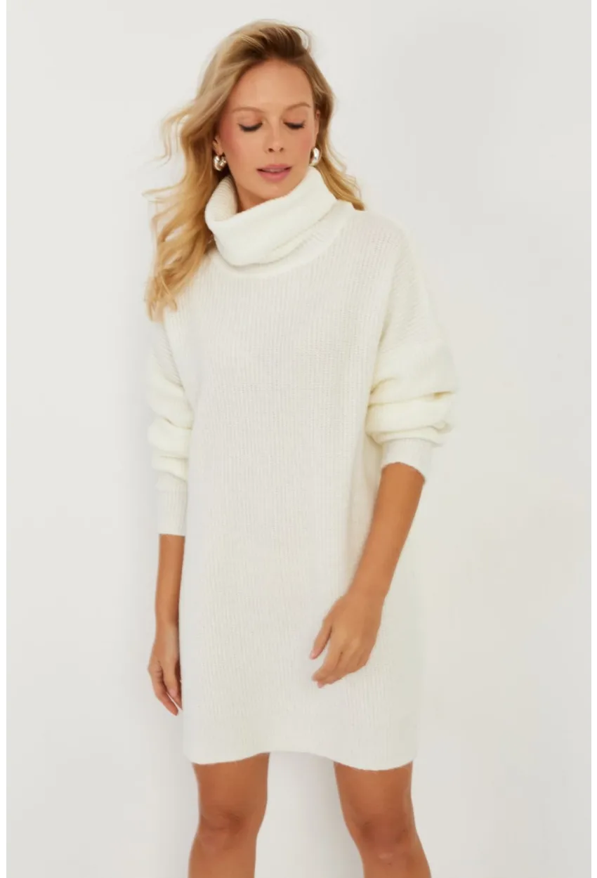 Kadın Ekru Balıkçı Yaka Triko Tunik KZ2504