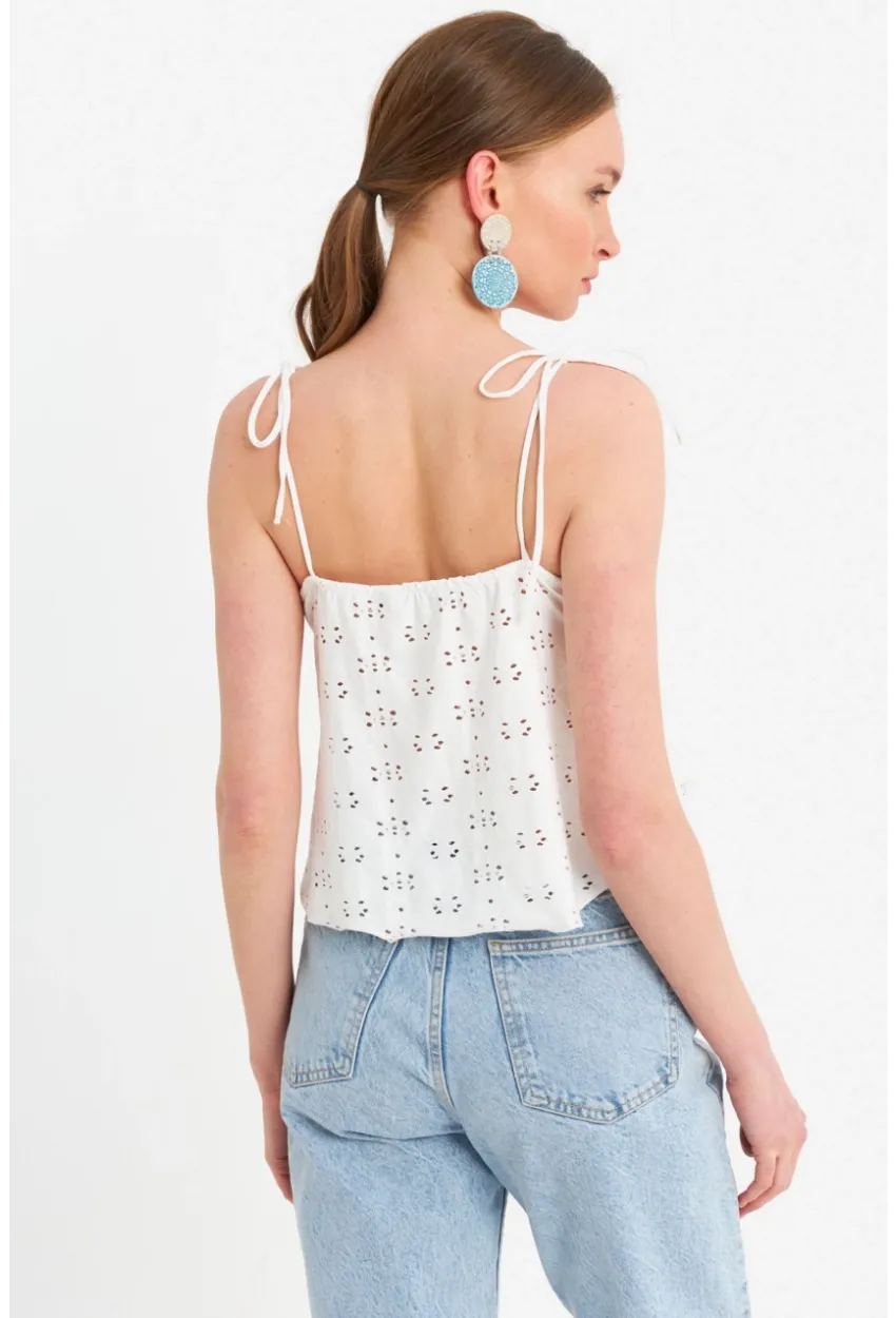 Kadın Ekru Brode Bluz SE14