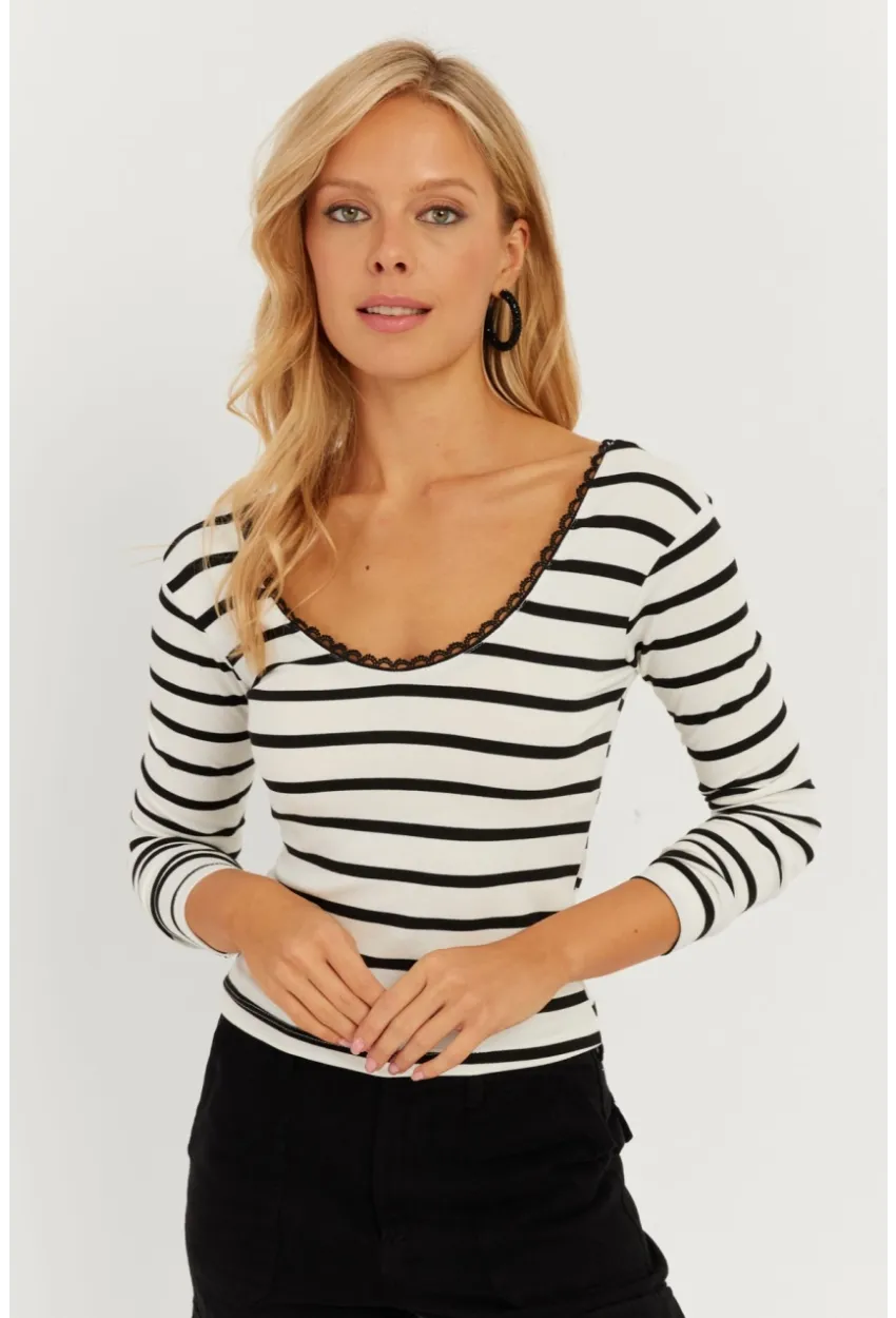 Kadın Ekru Dantel Ve Düğme Detaylı Bluz PP5363