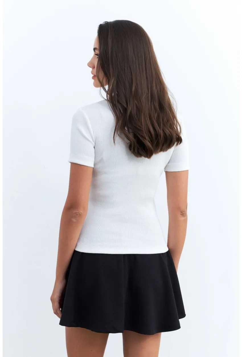 Kadın Ekru Düğme Aksesuarlı Kaşkorse Bluz EY2560