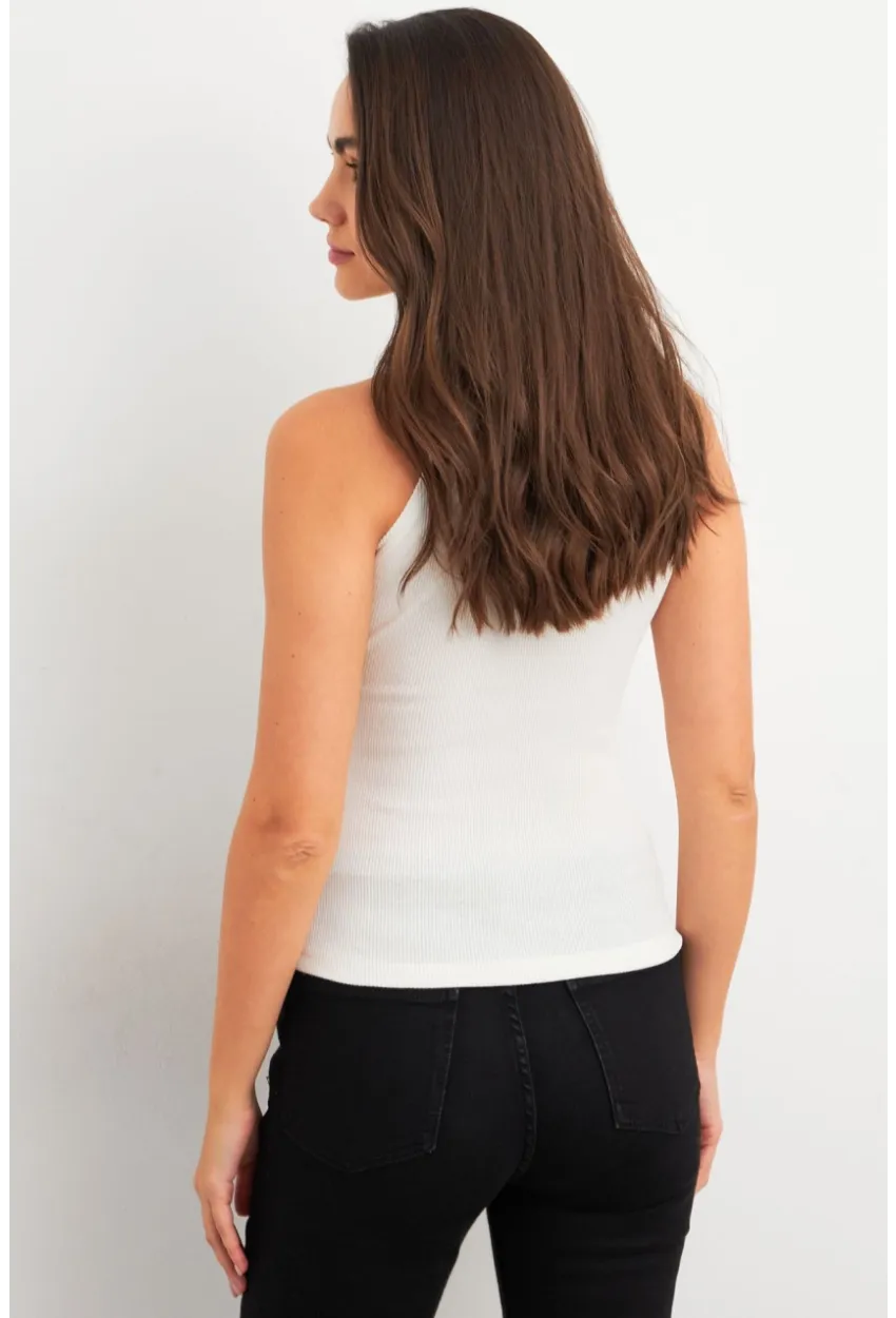 Kadın Ekru Kaşkorse Kolsuz Bluz TF46