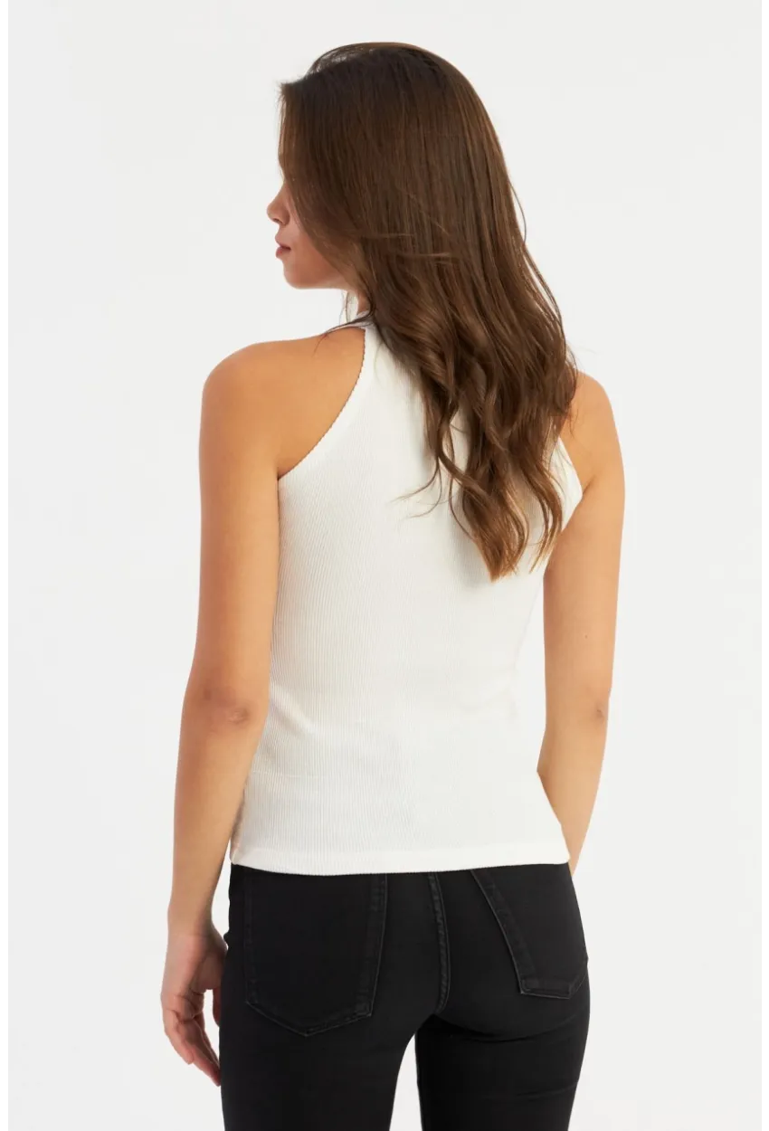 Kadın Ekru Kaşkorse Kolsuz Bluz Yİ1566