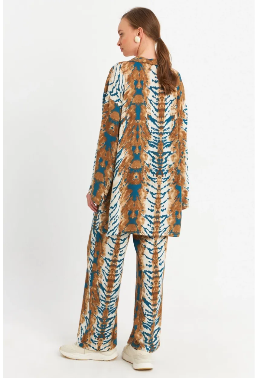 Kadın Ekru-Mavi Alt Üst Takım MGÇ202