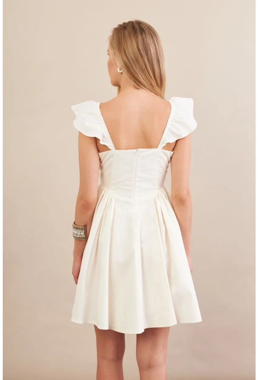 Kadın Ekru Midi Dokuma Elbise PSG1010