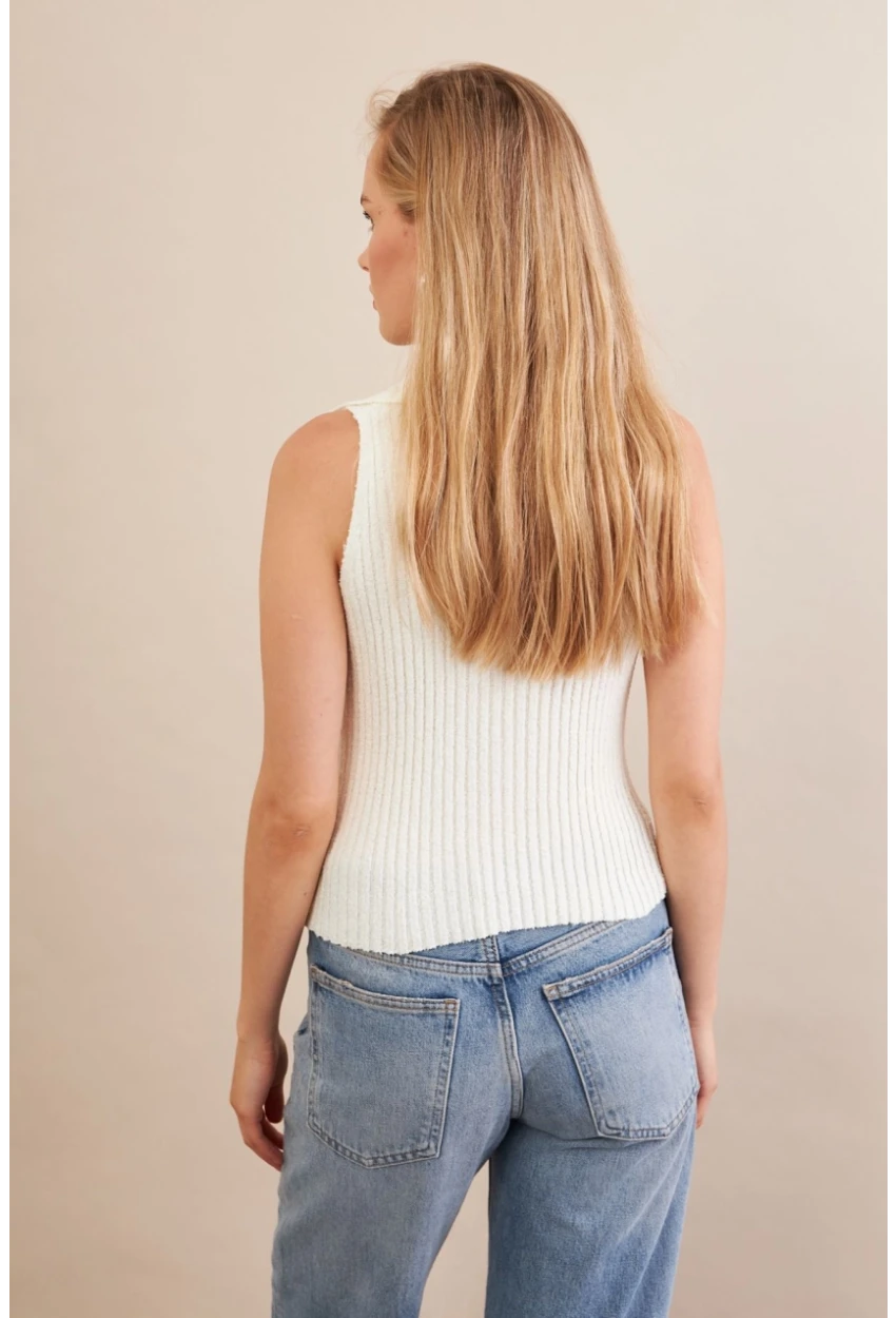 Kadın Ekru Polo Yaka Yumoş Yelek ZH050