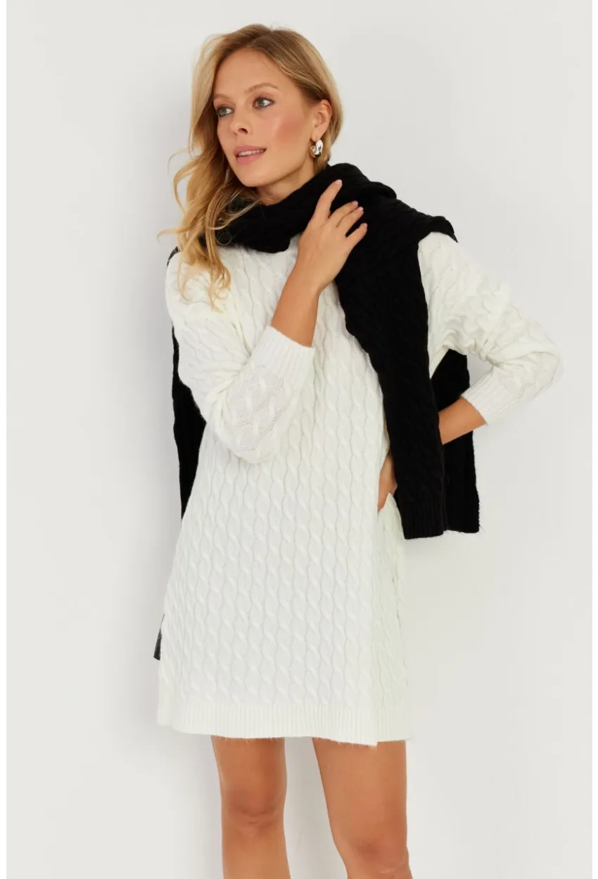 Kadın Ekru Saç Örgülü Triko Tunik KZ2505