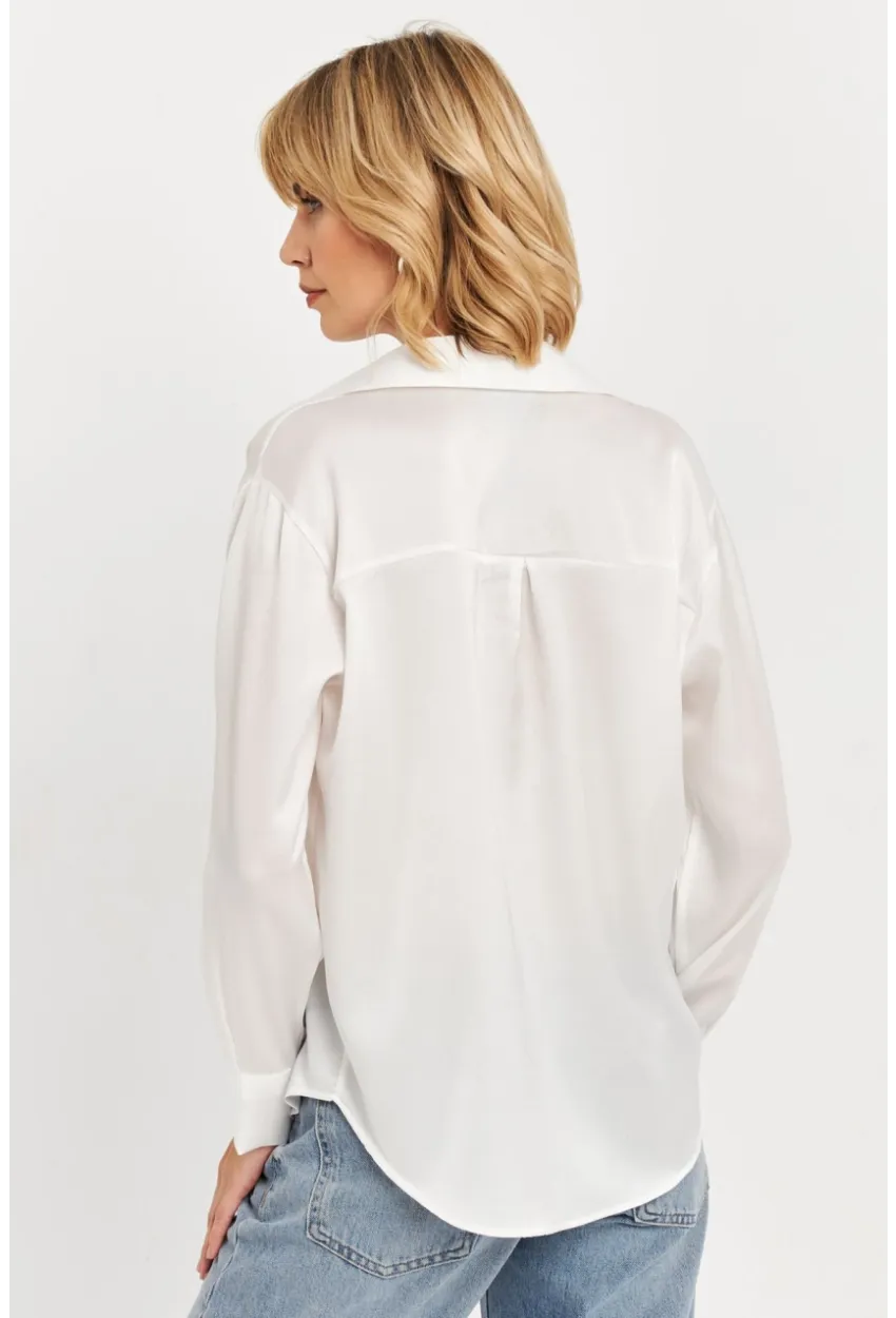 Kadın Ekru Saten Gömlek ELT8051
