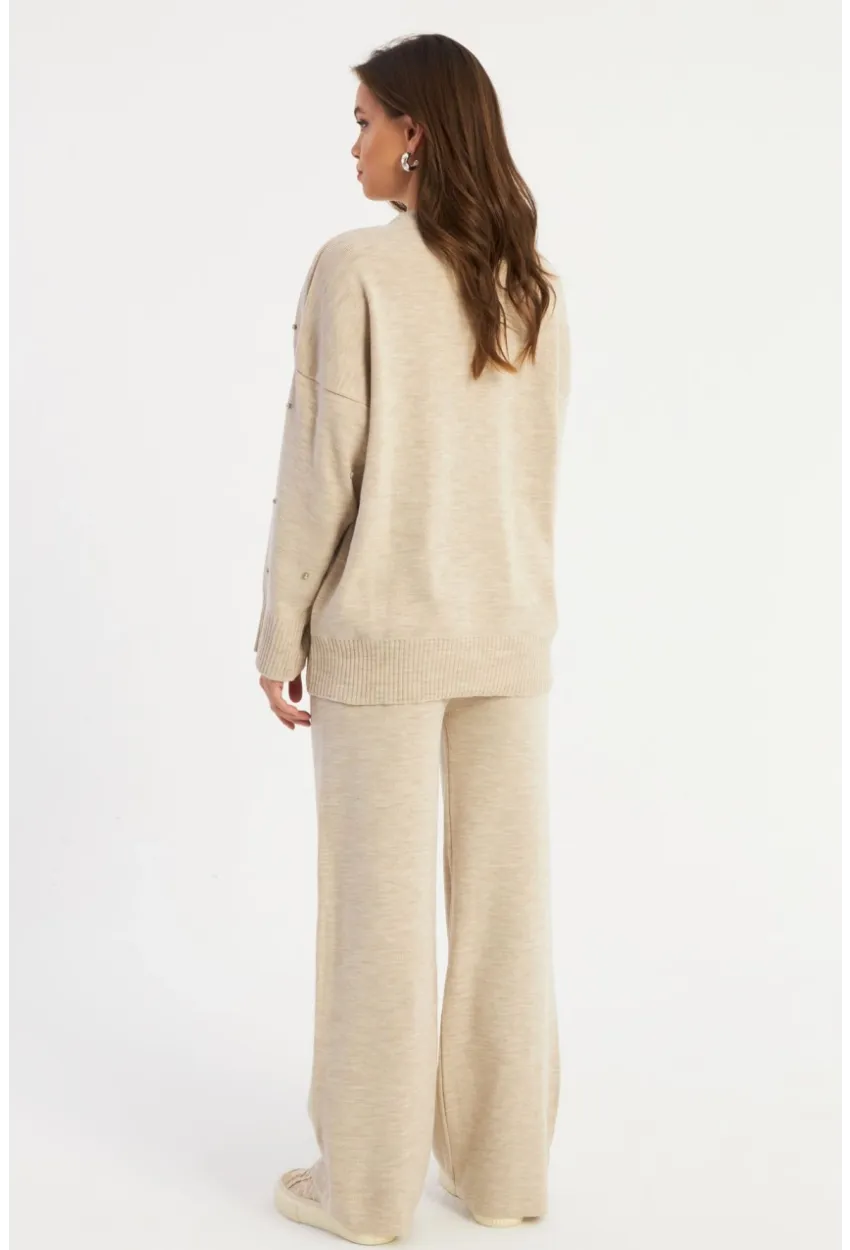 Kadın Ekru Taşlı Alt Üst Takım MYİL10